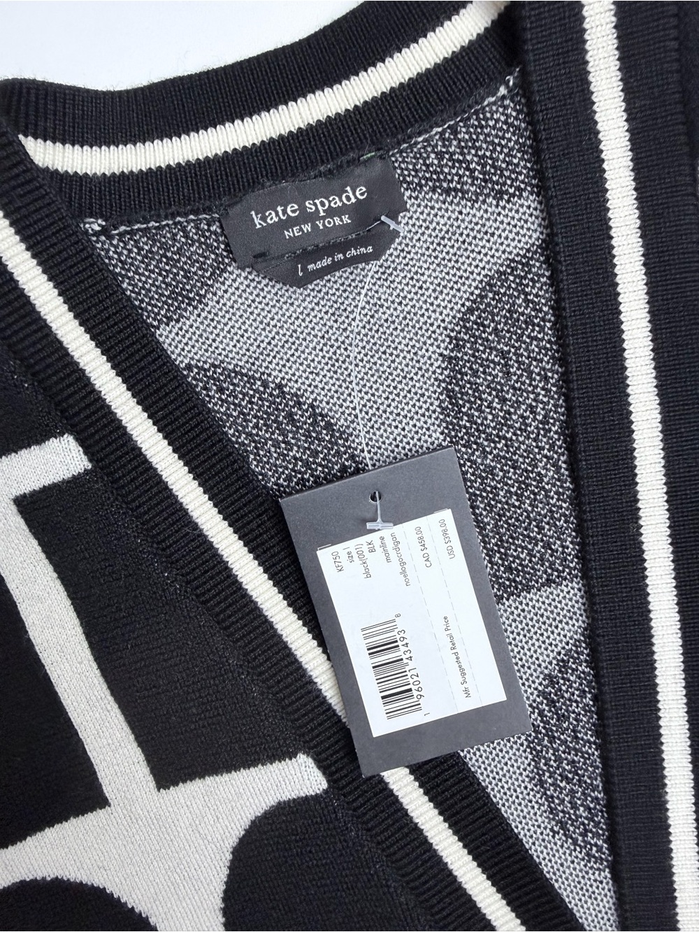 Kate Spade New York Noel Logo Cardigan Sweater NWT Size Large - Picture 8 of 11